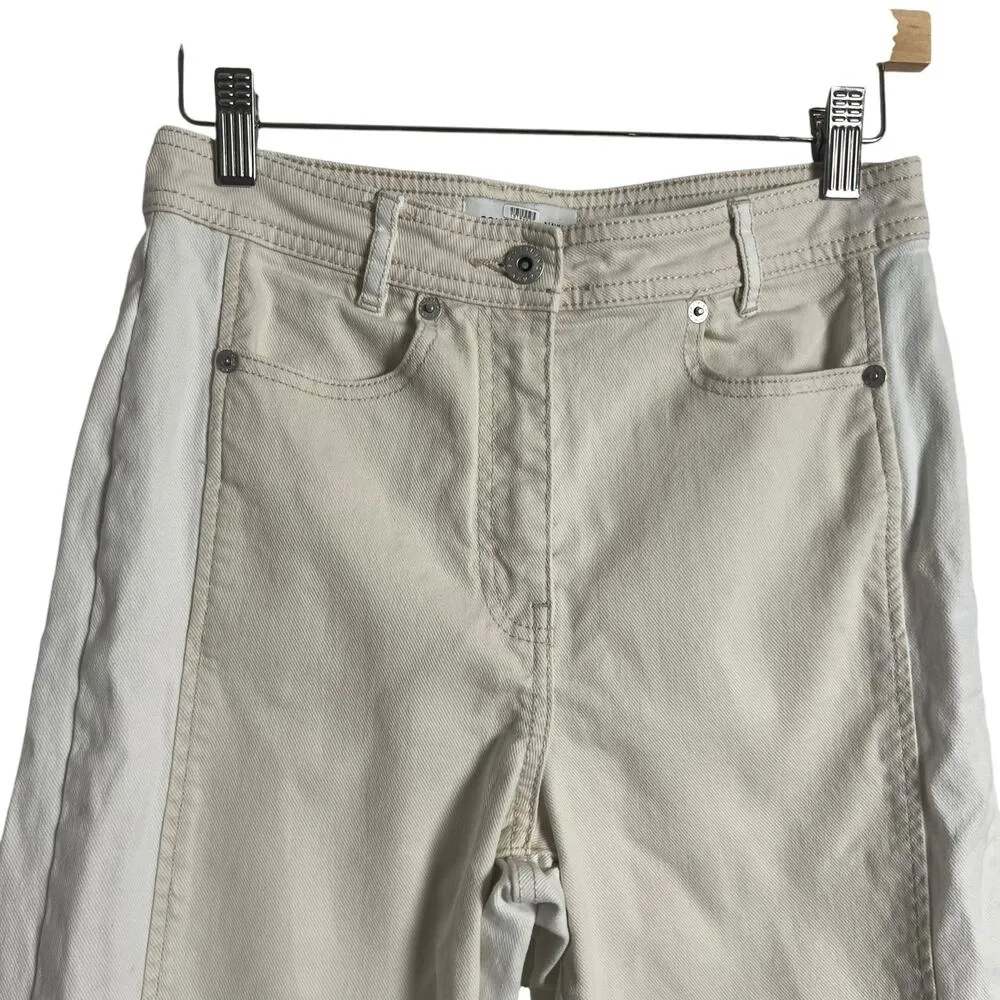 Something Navy Two Tone White Cream Wide Leg High Rise Jeans Size 8 - Image 6