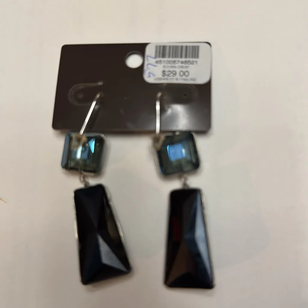 Chico's Black and Blue Geometric Earrings - Image 2