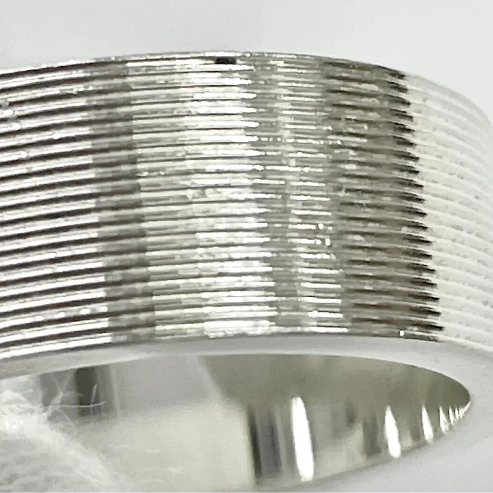 GUCCI Sterling Silver Engraved Cigar Band Ring Size 9-1/2 21 NIB - Image 11