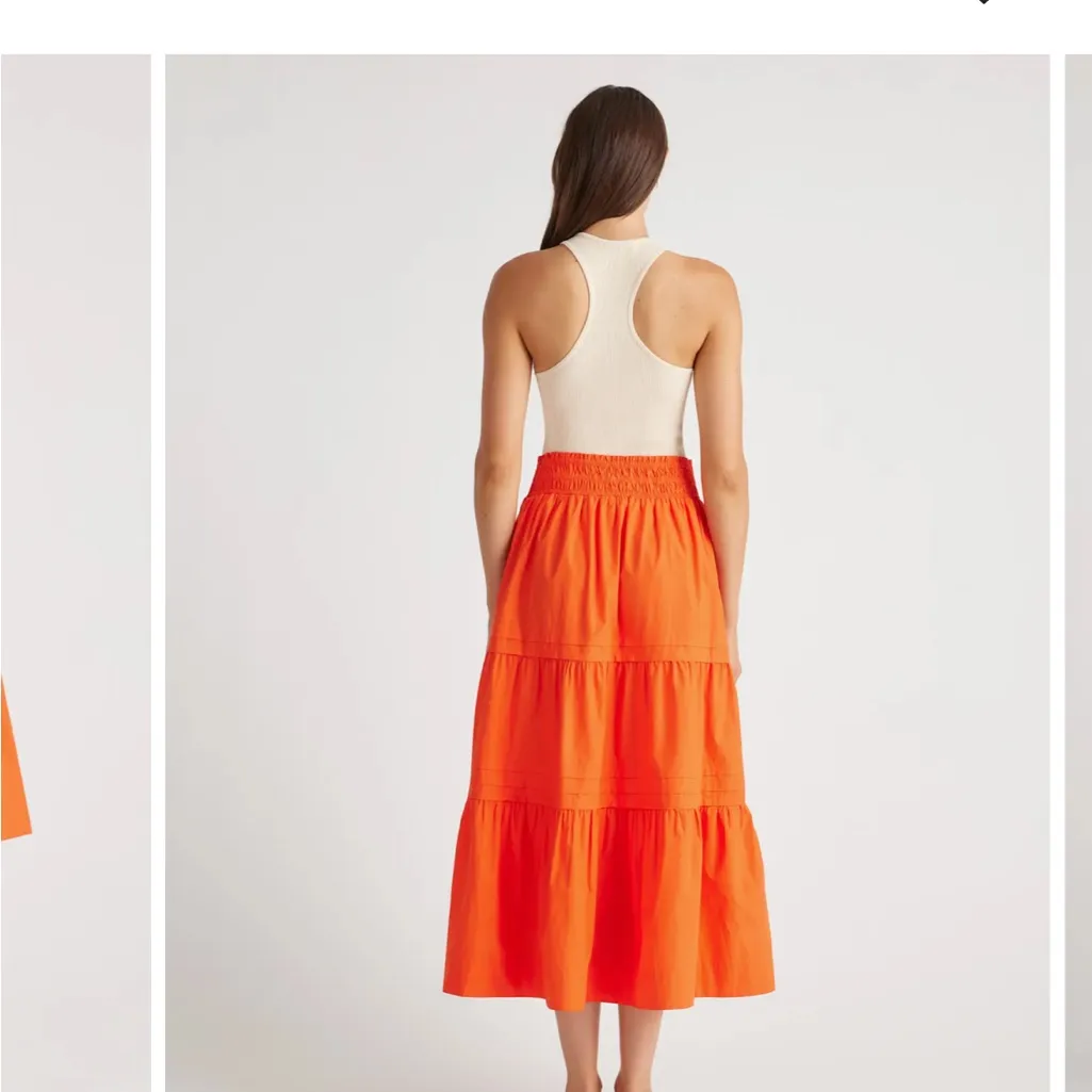 Quince 100% Organic Cotton Poplin Tiered Maxi Skirt | XS | Vermillion Red - Image 8