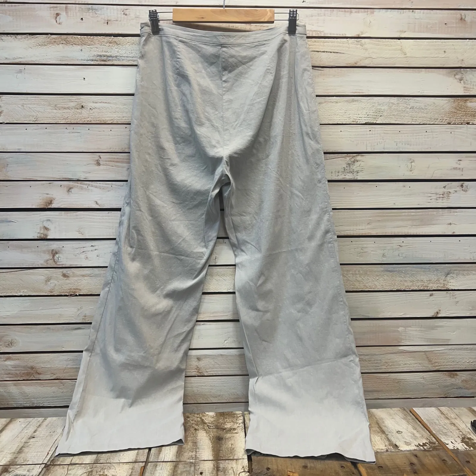 Eileen Fisher Gray Linen Blend Wide Leg Pants Minimalist Quiet Luxury Sz 10 - Image 5