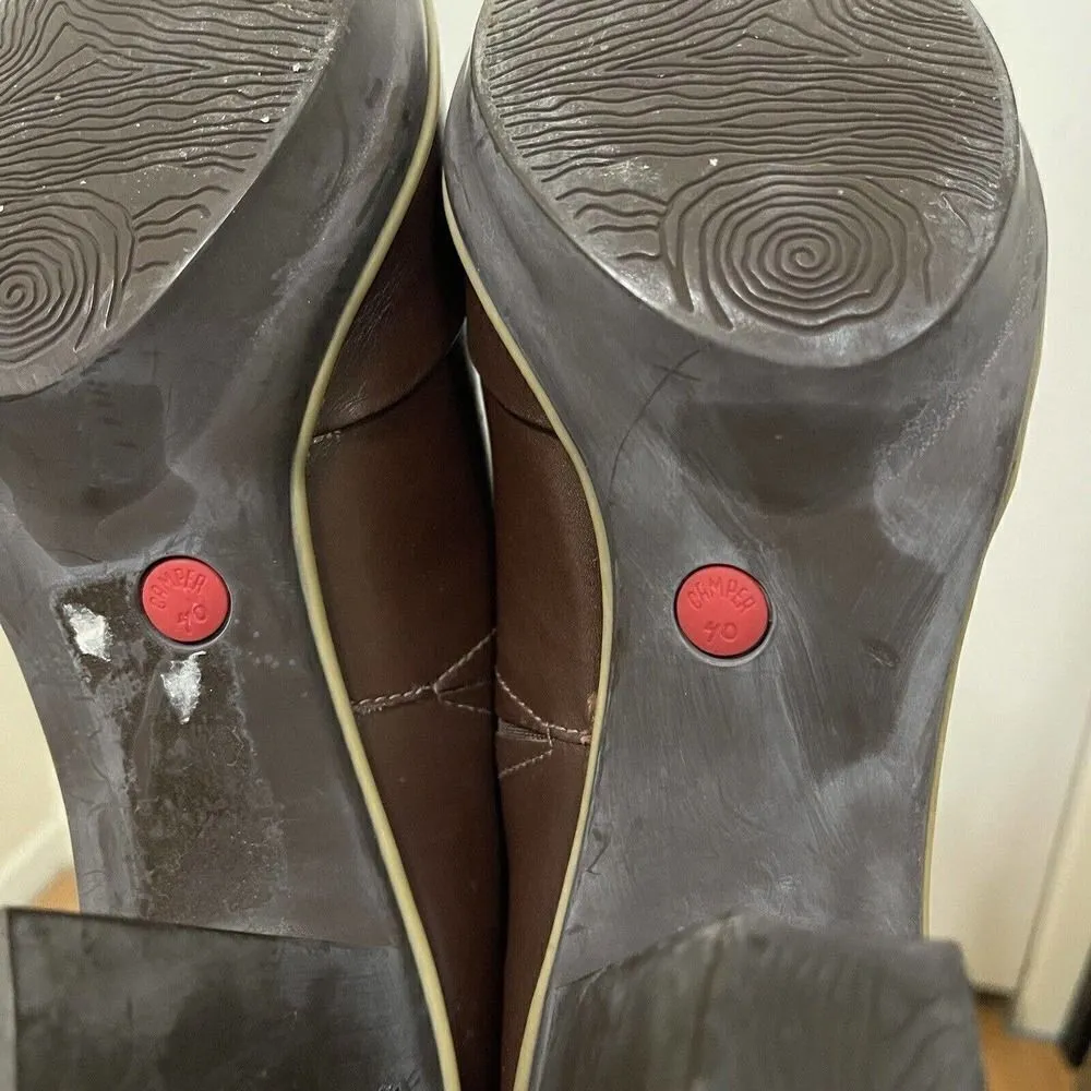 CAMPER Maroon brown Chunky round toe heels size 40 US 10 Red - Image 8