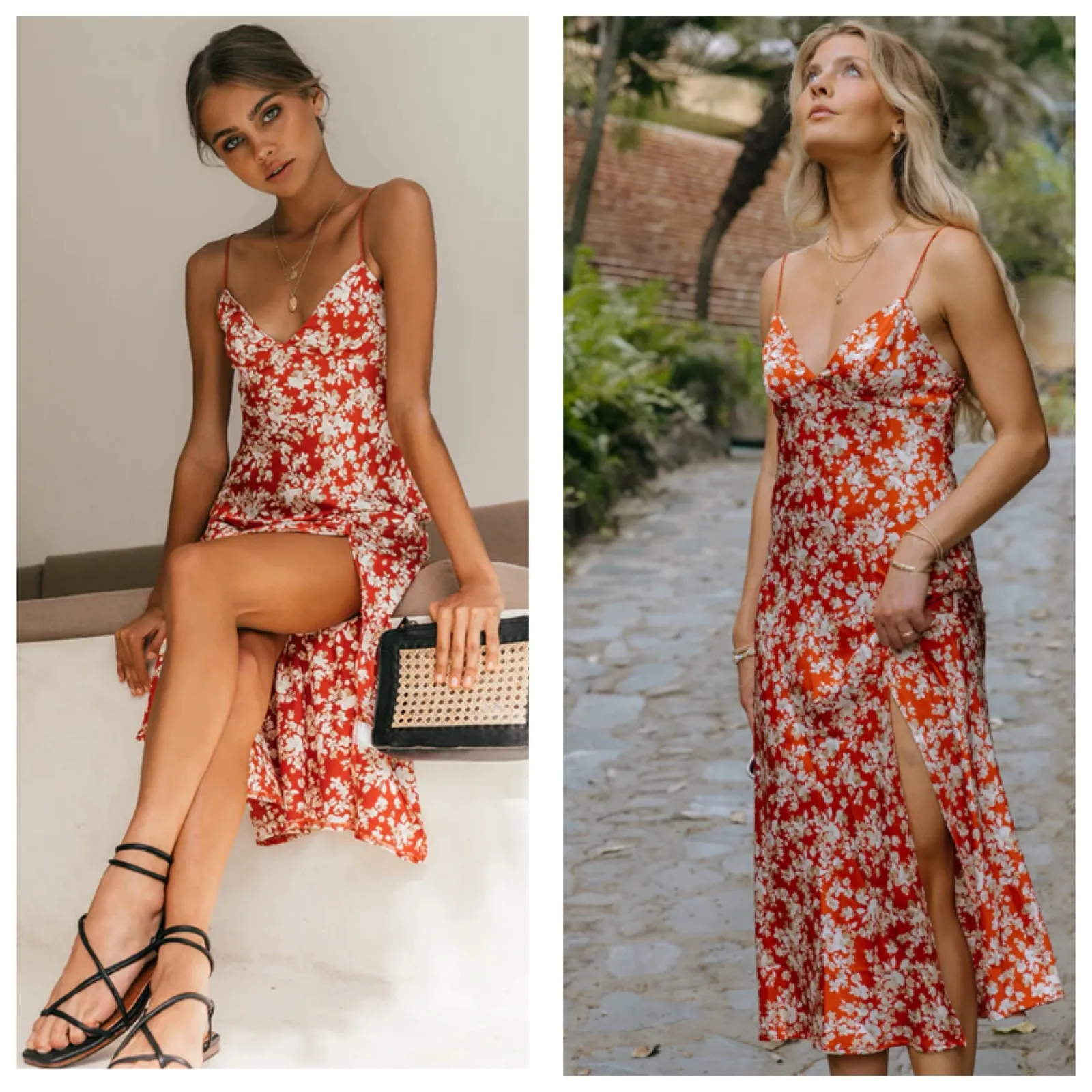 NWT Hello Molly Passion Prima Midi Slip Dress Size 6 Red Floral Satin Cocktail - Image 2