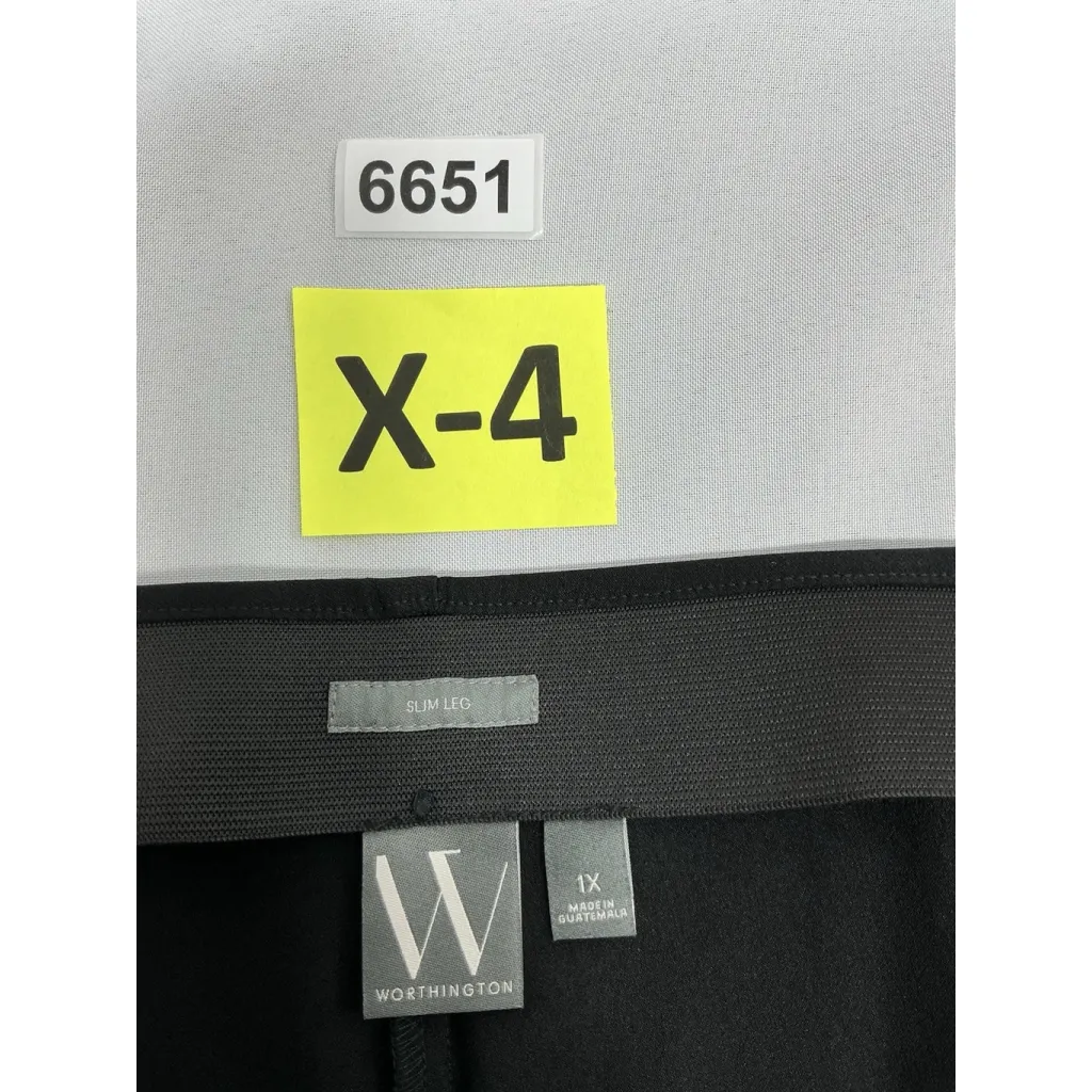 Womans Excellent Worthington Pullon Capri Casual Pants 1X Black Slim Leg - Image 3