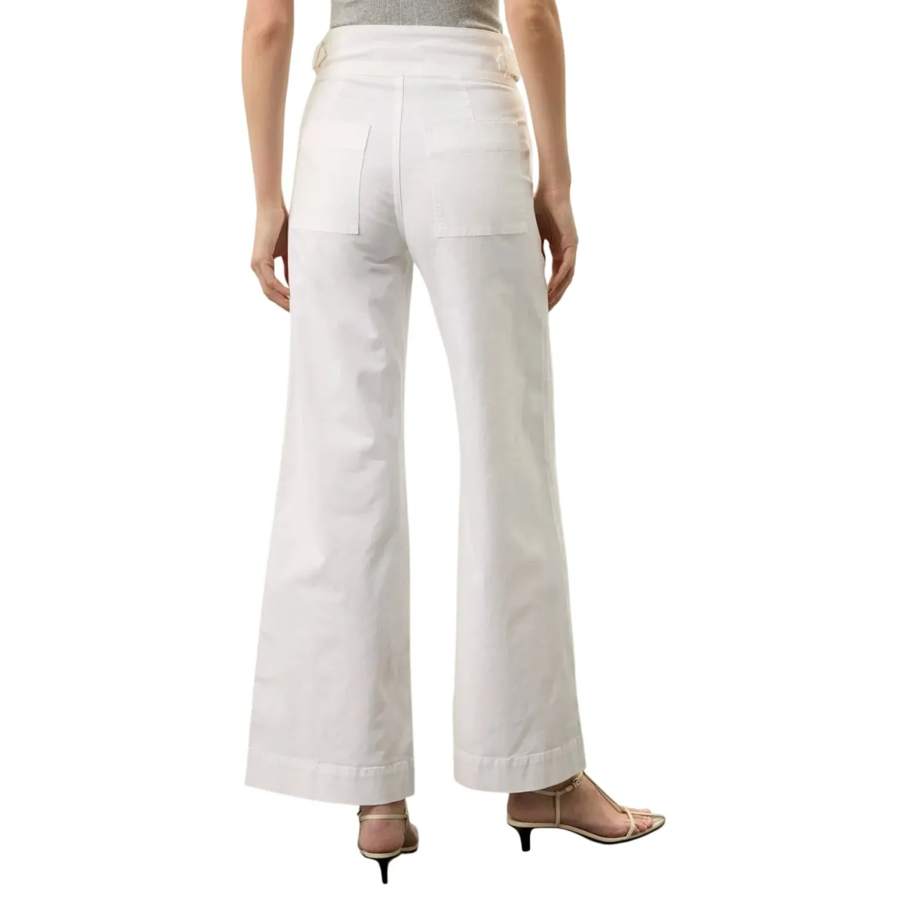 Joe's Jeans Double Buckle Wide Leg Sailor Trousers in White, Size 28/US 6 - Image 3