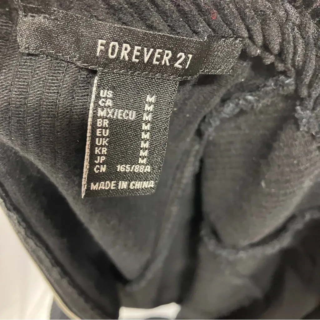 Forever 21 Corduroy Overall Mini Dress‎ Juniors Size M Black Steampunk Goth Punk - Image 8