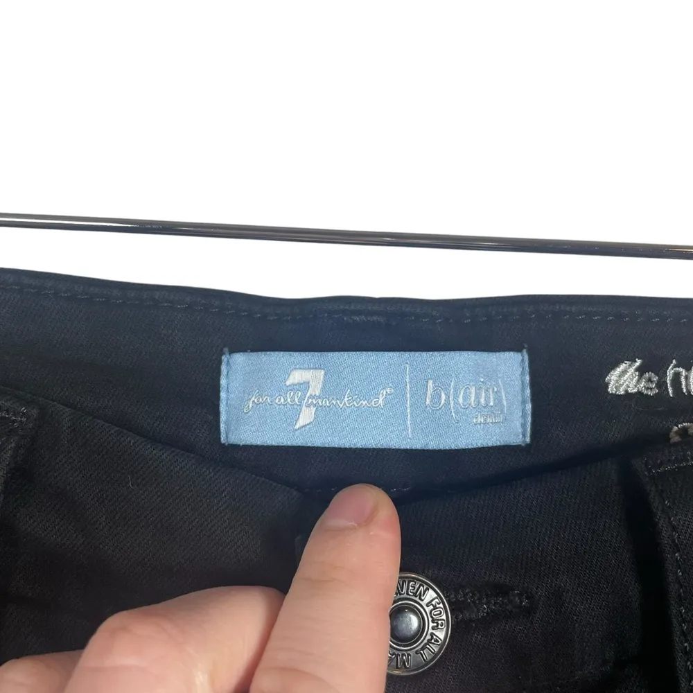 7 For All Mankind Blair High Rise Velvet Stripe Jeans in Black/Red Size 27 - Image 6