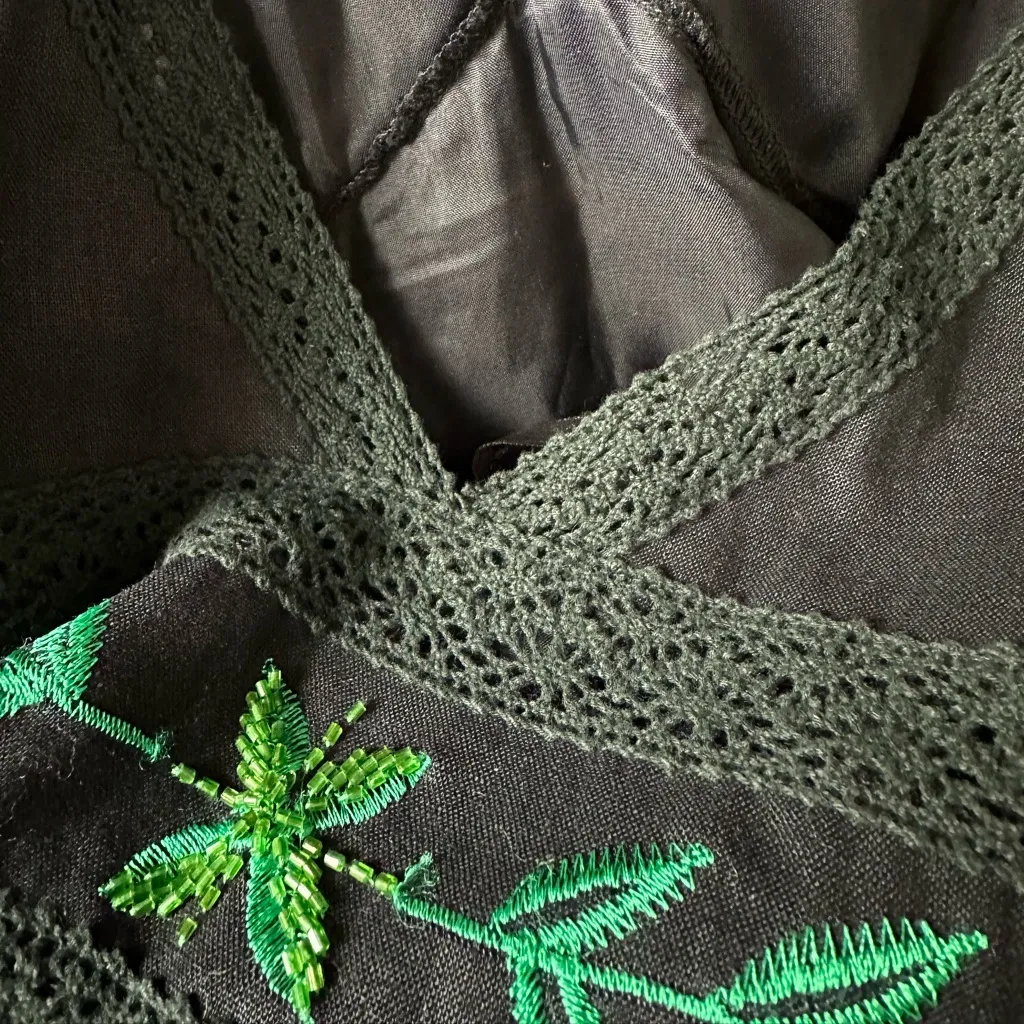 Vintage Sue Wong Linen Dress Embroidered Beaded Size 0 - Image 8