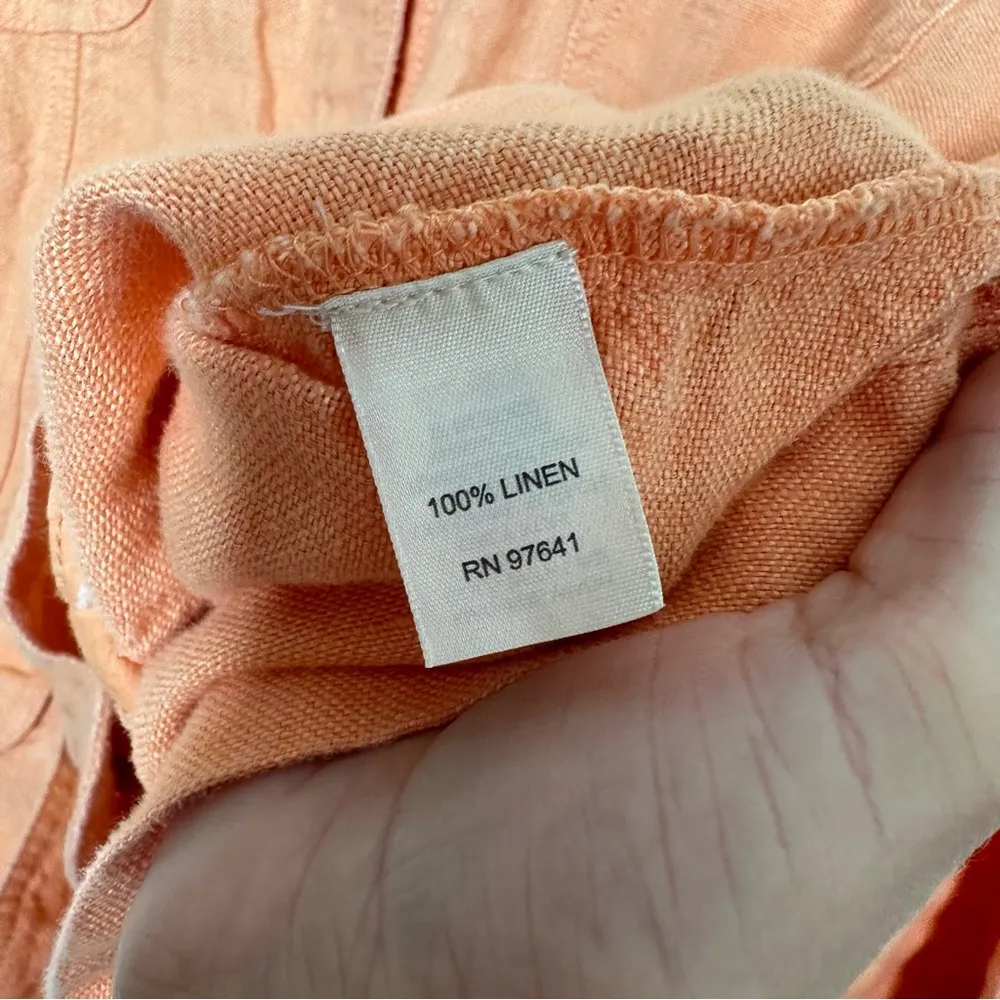 J. Jill Peach Linen Boxy Crop Button Down Jacket Lightweight Large - Image 6