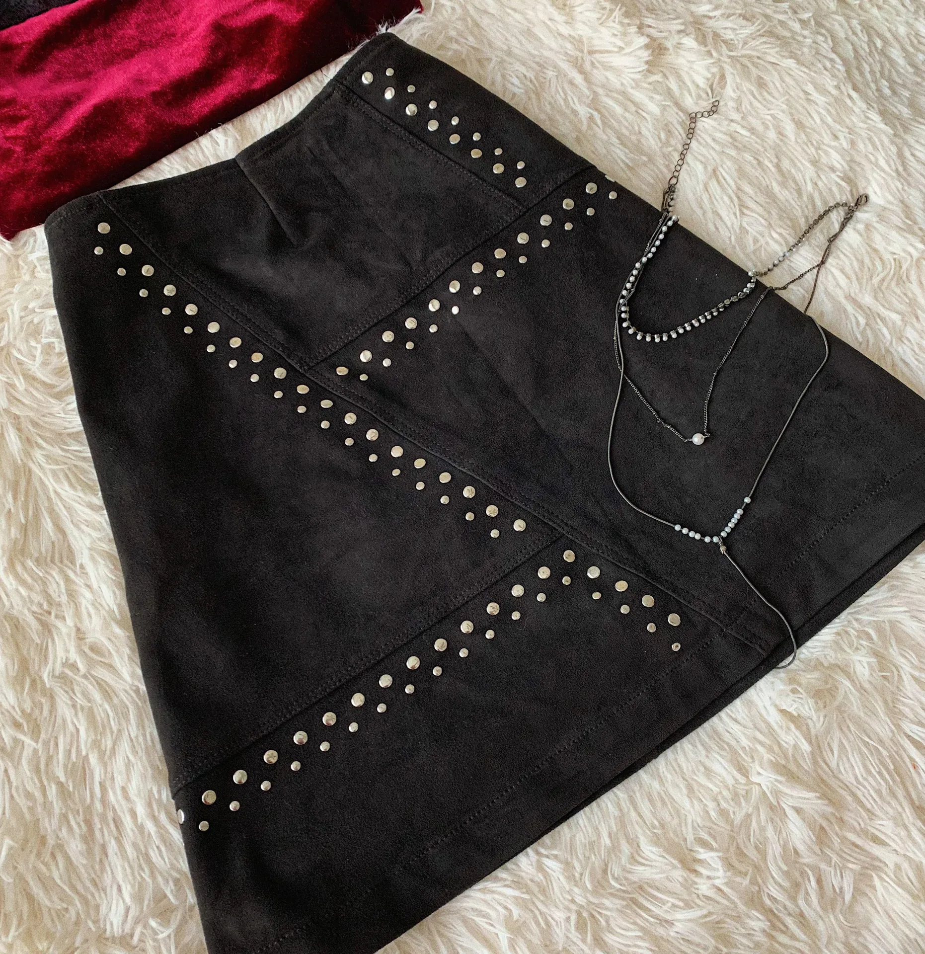EXPRESS Studded Suede Mini Skirt - Image 3