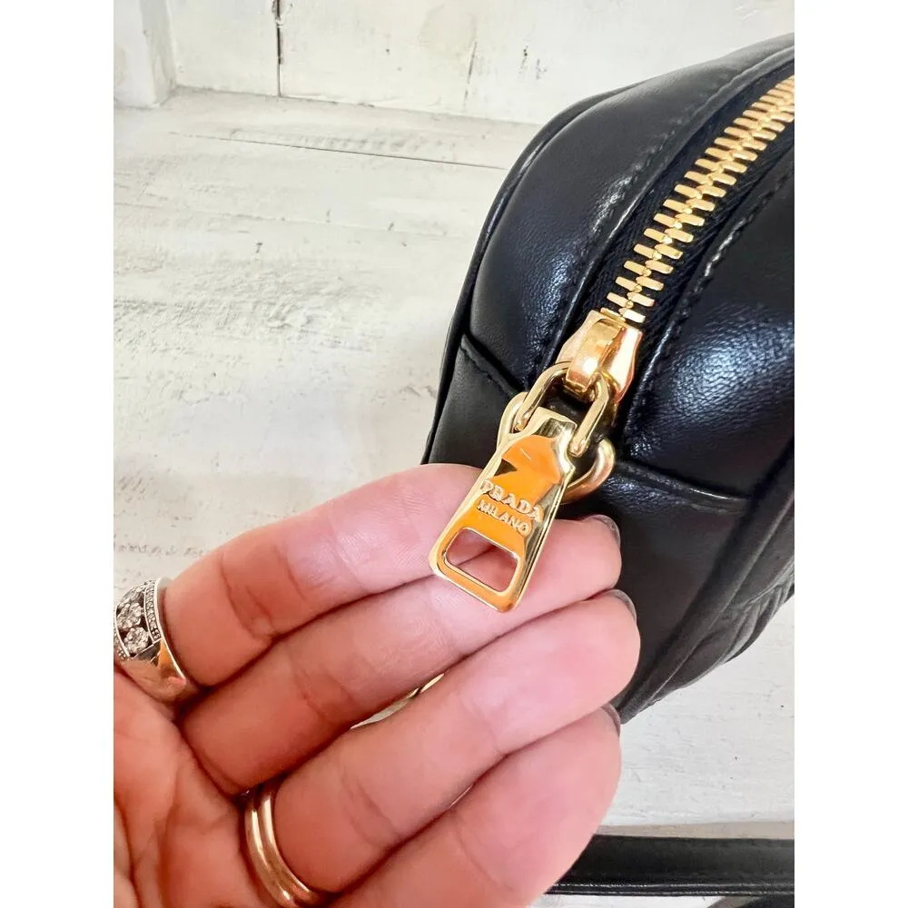 Prada Bandoliera Nappa Gaufre'1 Quilted Leather Crossbody Handbag Nero Black - Image 6