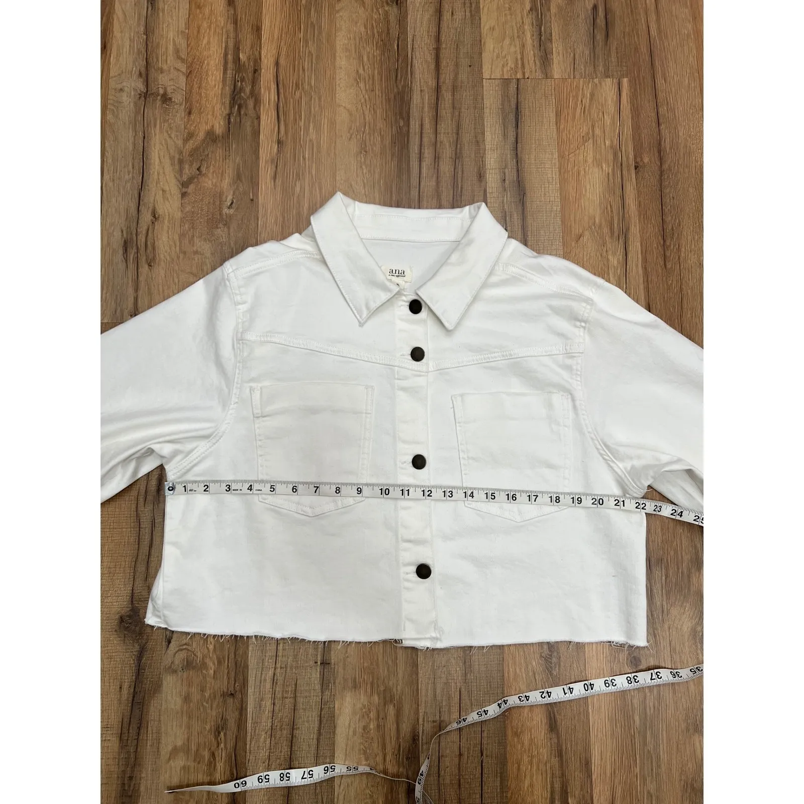 a.n.a‎ White Cropped Jacket XL – 64% Cotton Utility Button Front - Image 6