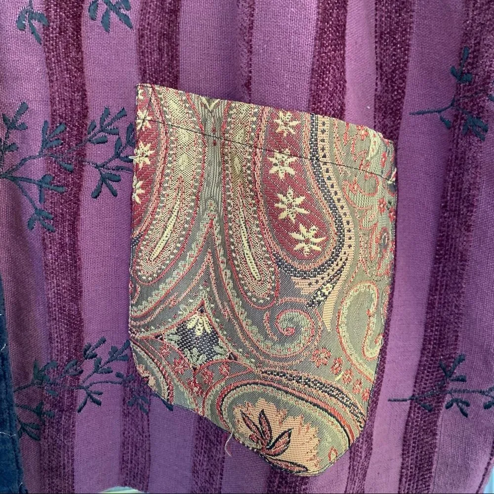 Vintage Liz & Me mixed media tapestry mandarin collar jacket Purple Size 3X - Image 3