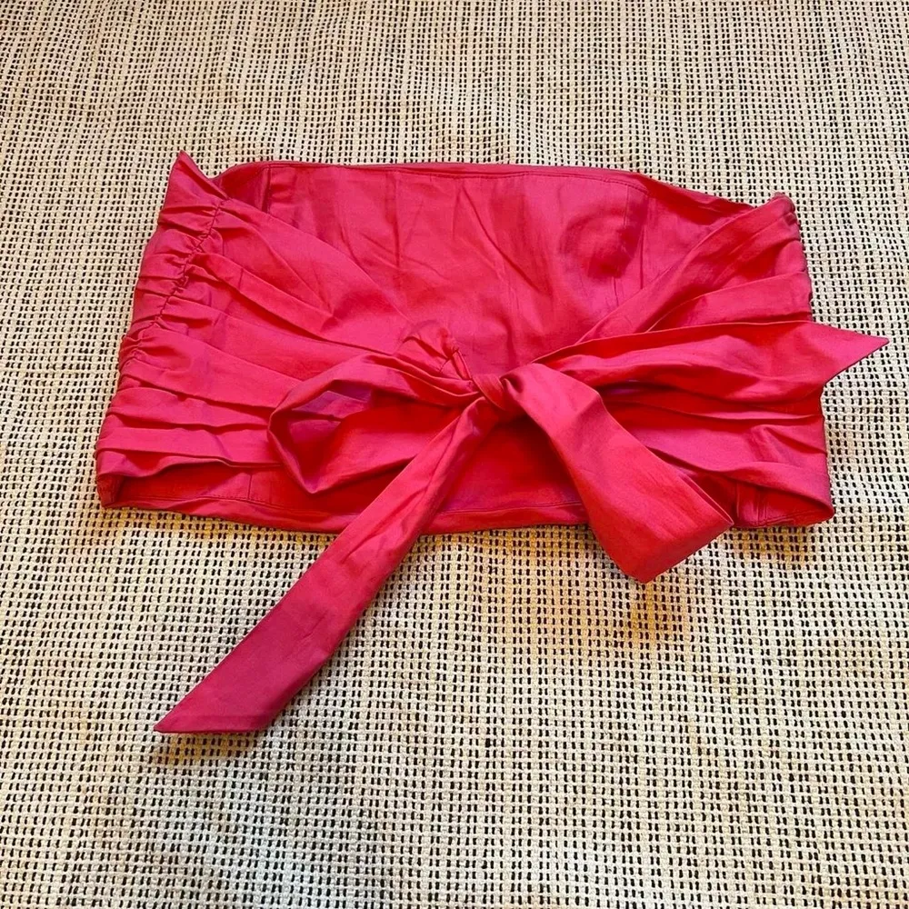 REFORMATION Arella strapless cropped ruched cotton-blend top - Image 3