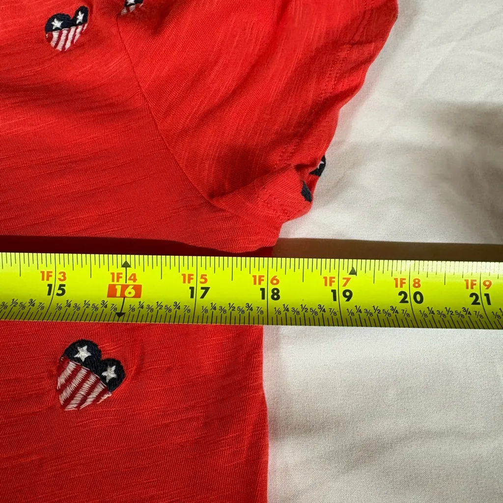 Lucky Brand Women's Heart Flag Embroidered T-Shirt, size S NWT - Image 9