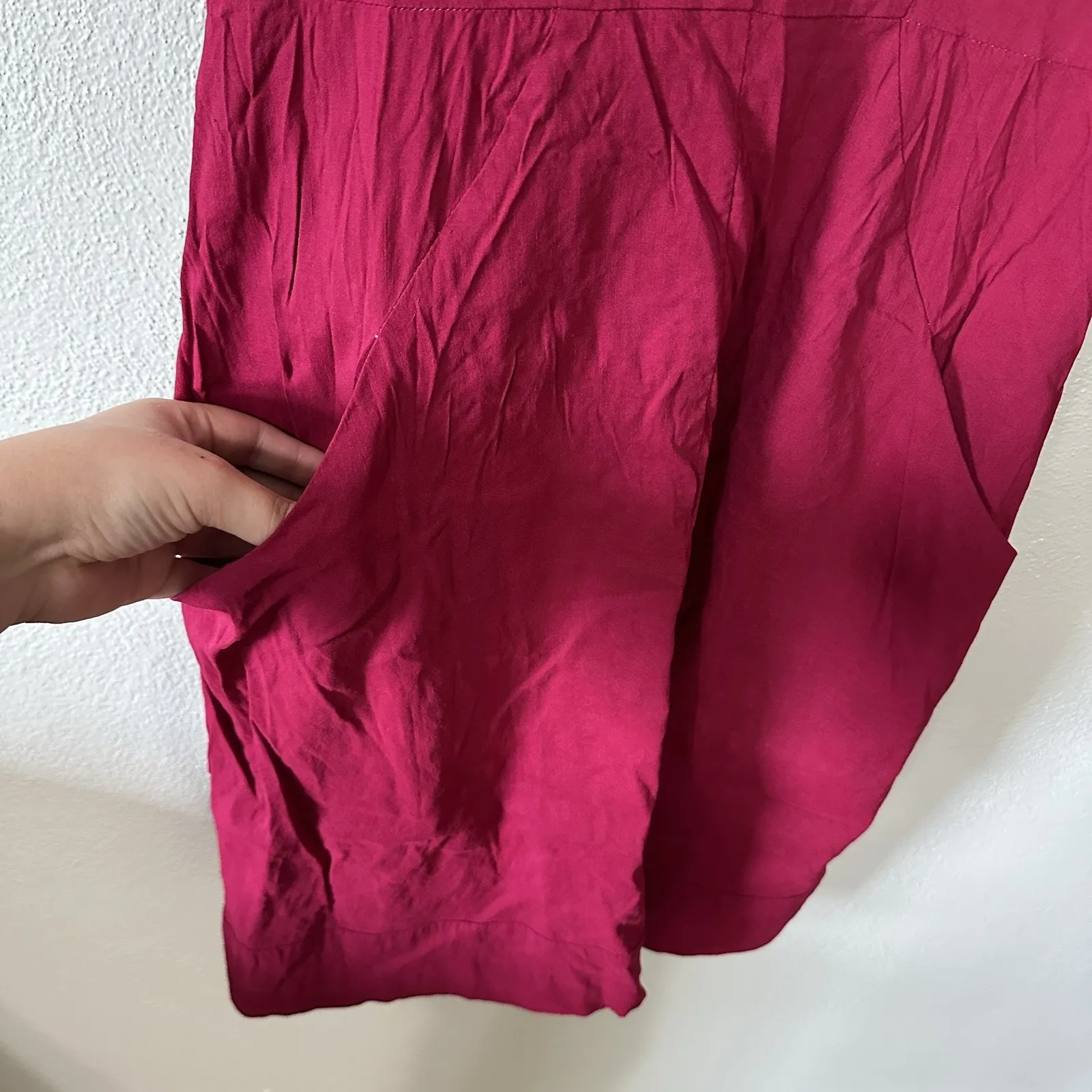 Theory Beatris Dress Size‎ Medium Fuchsia Pink Stretch Linen Blend Knee Length - Image 3