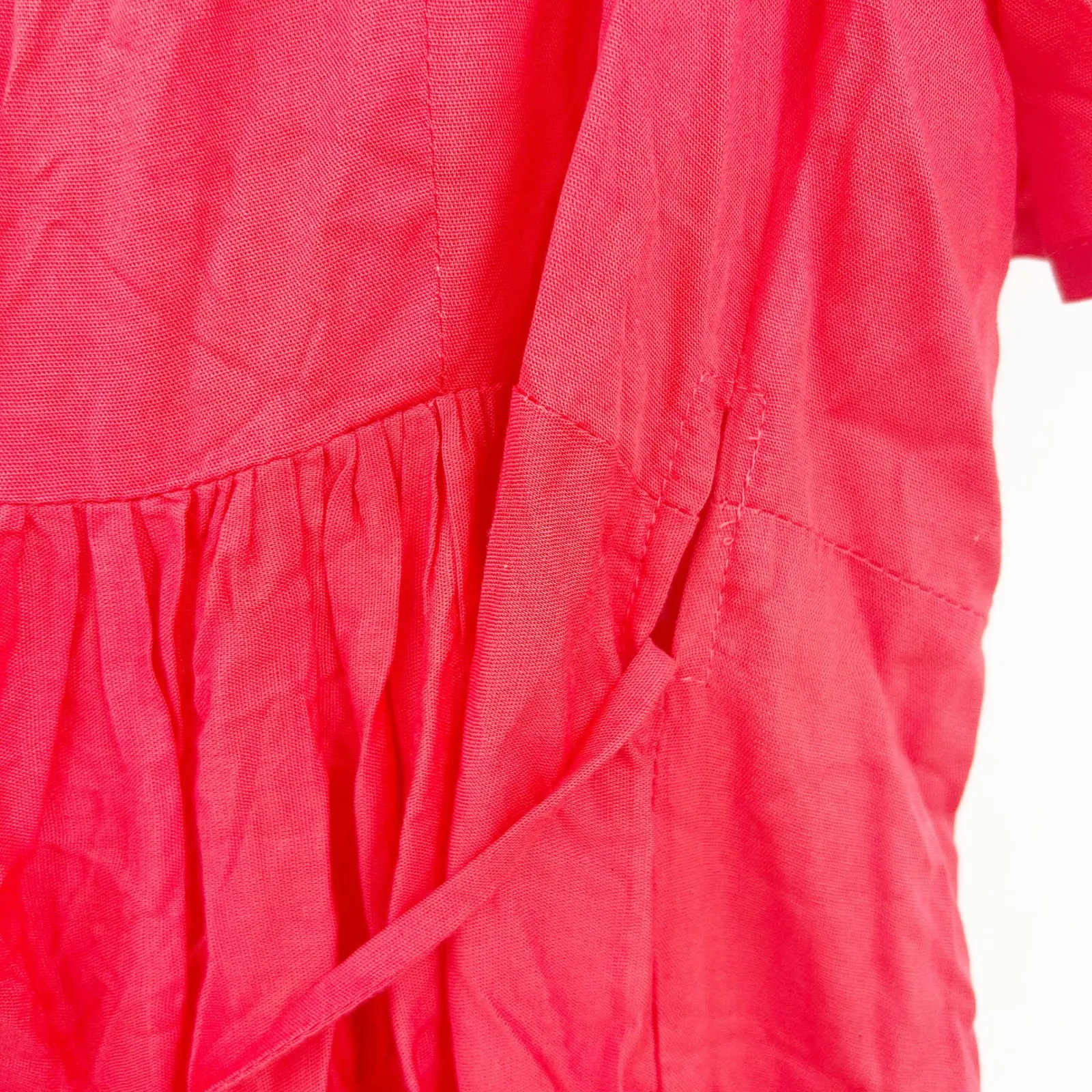 ELF Bali Made By Hand Carmen‎ Red Ruffle Wrap Vacation Party Maxi Dress Size S - Image 8