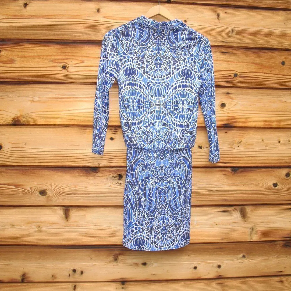 Lily Pulitzer Blue Felizia Silk Faux Wrap Dress Tavern Tile - Image 6