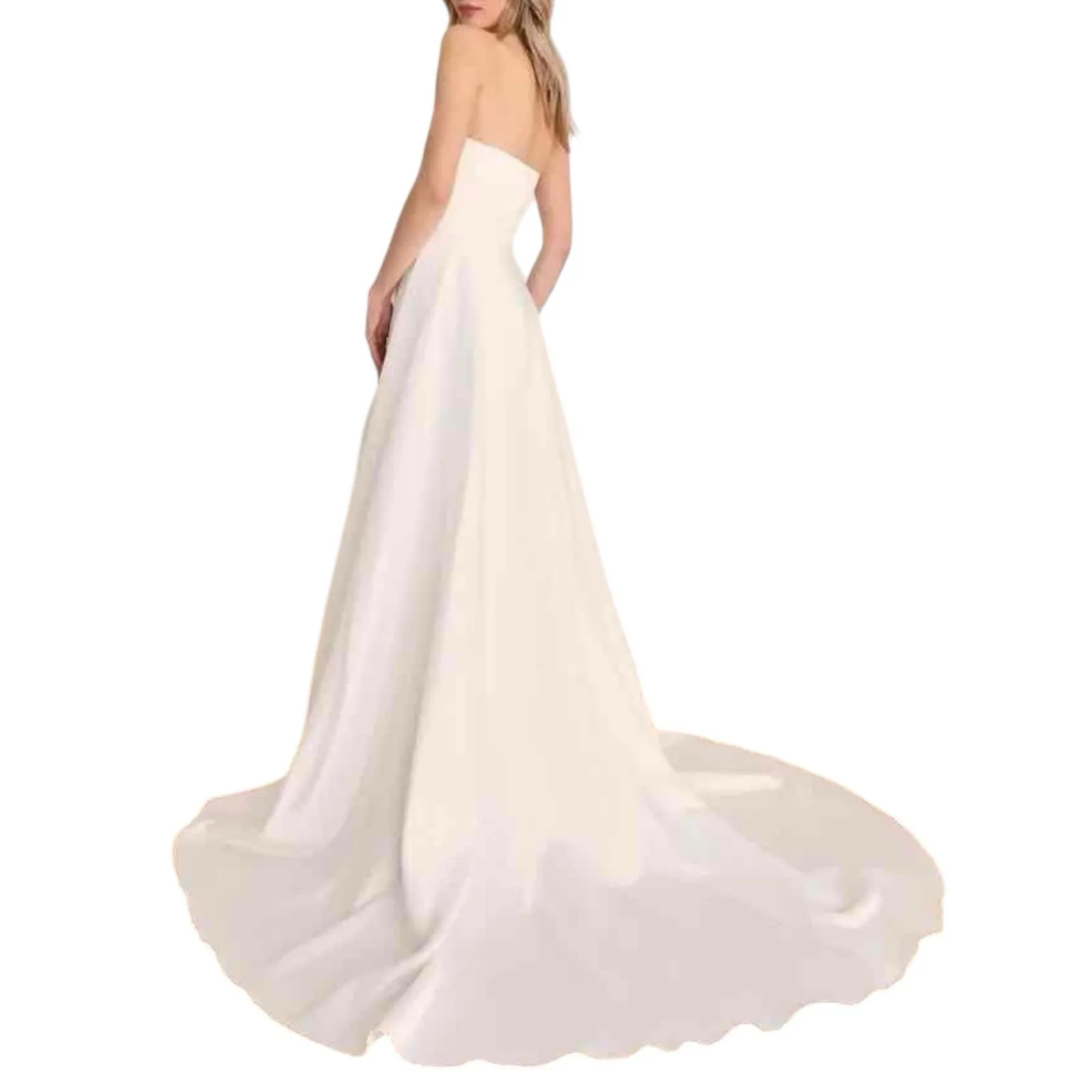 Lulus Lifetime of Love Gown White Satin Strapless A Line Wedding Dress Size 6 - Image 3