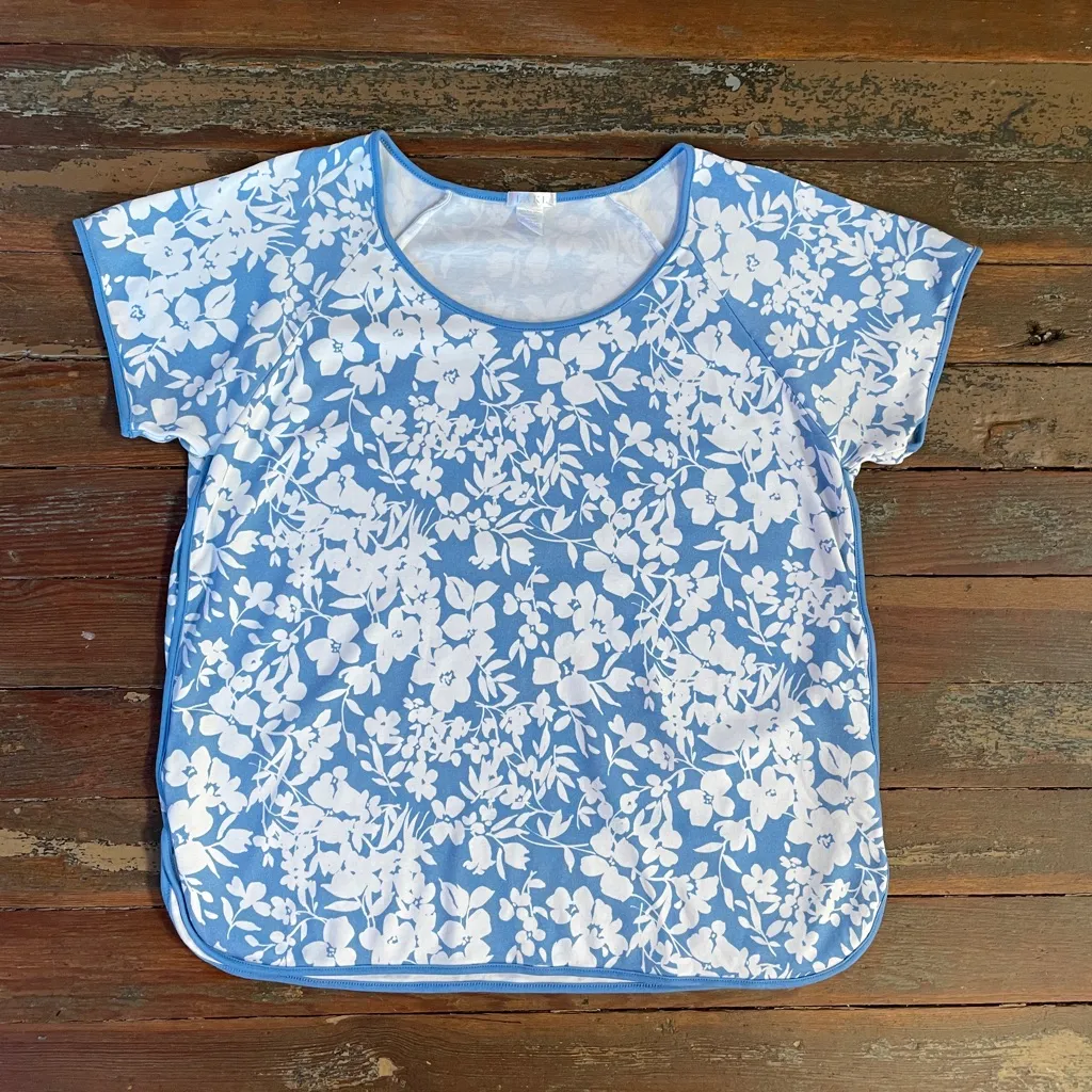 LAKE Pajamas Pima Cotton Classic Sleep Shirt in Sky Floral - Image 8