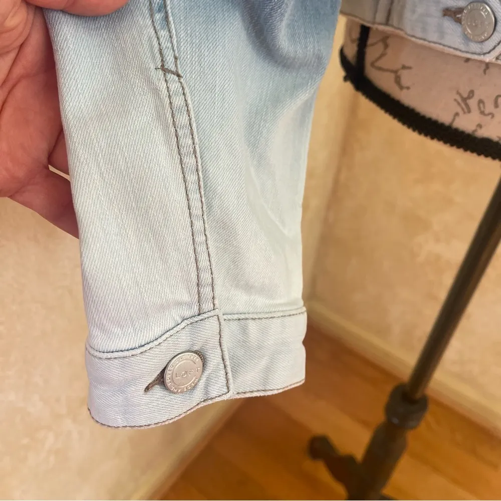 LOFT Ombre Jean Denim Jacket Blue To White Modern Distressed Size XL - Image 7