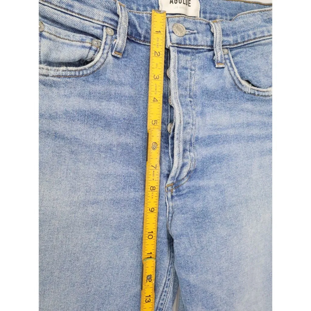 AGOLDE Nico High Rise Slim Fit Jeans Blue Women 24 Button Fly‎ Denim Stretch USA - Image 9