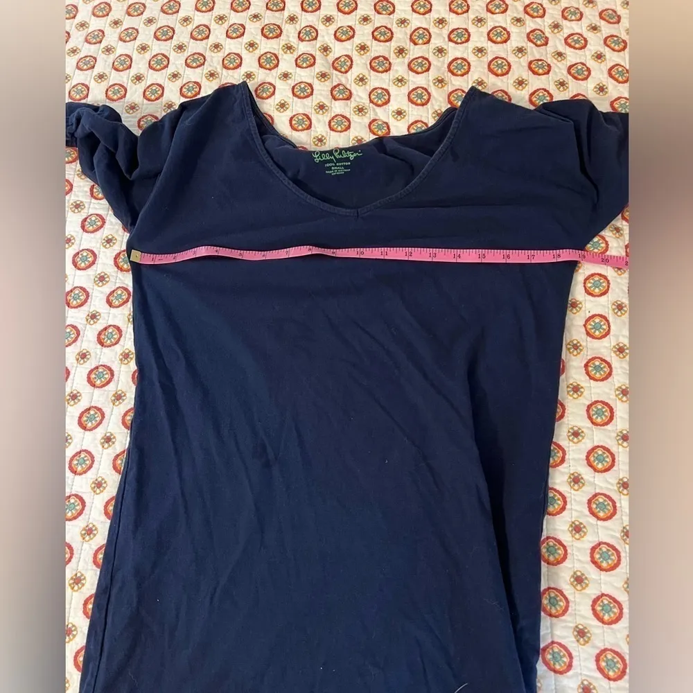 Lilly Pulitzer Navy Cotton Shirt Dress Size Small - Image 5