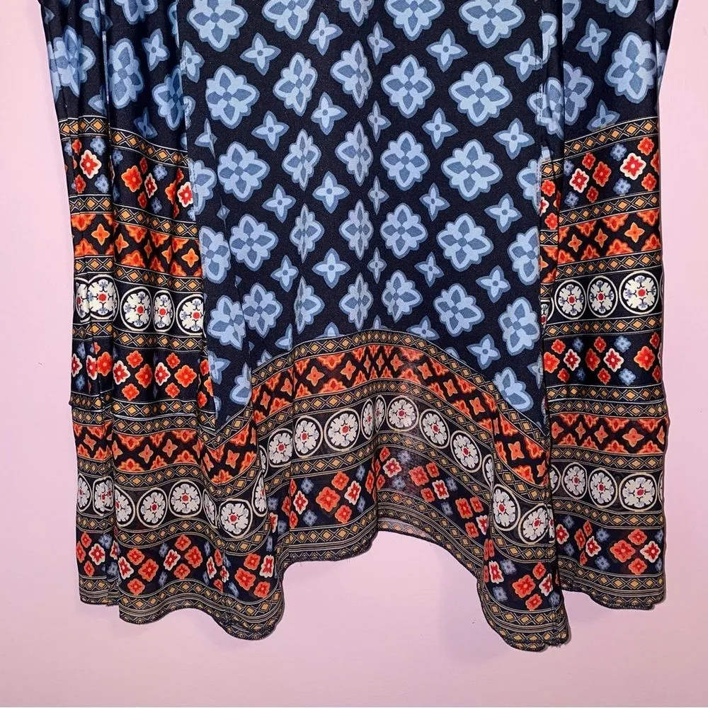 NEW Roz & Ali XL Tank Top Blue Riviera Tile Boho Print Scoop Neck - Image 6