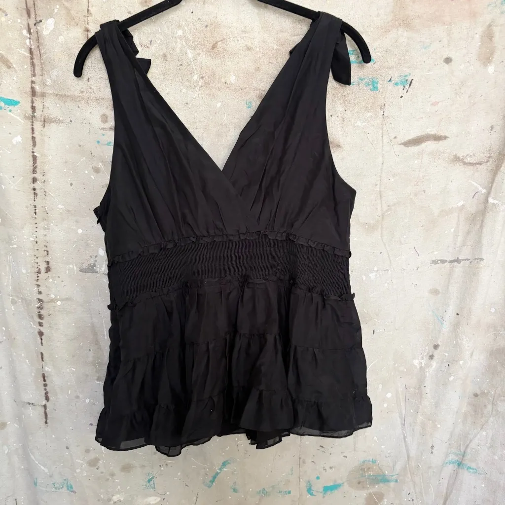 Cinq a Sept Tamar Silk Blend Top Black Size M - Image 3