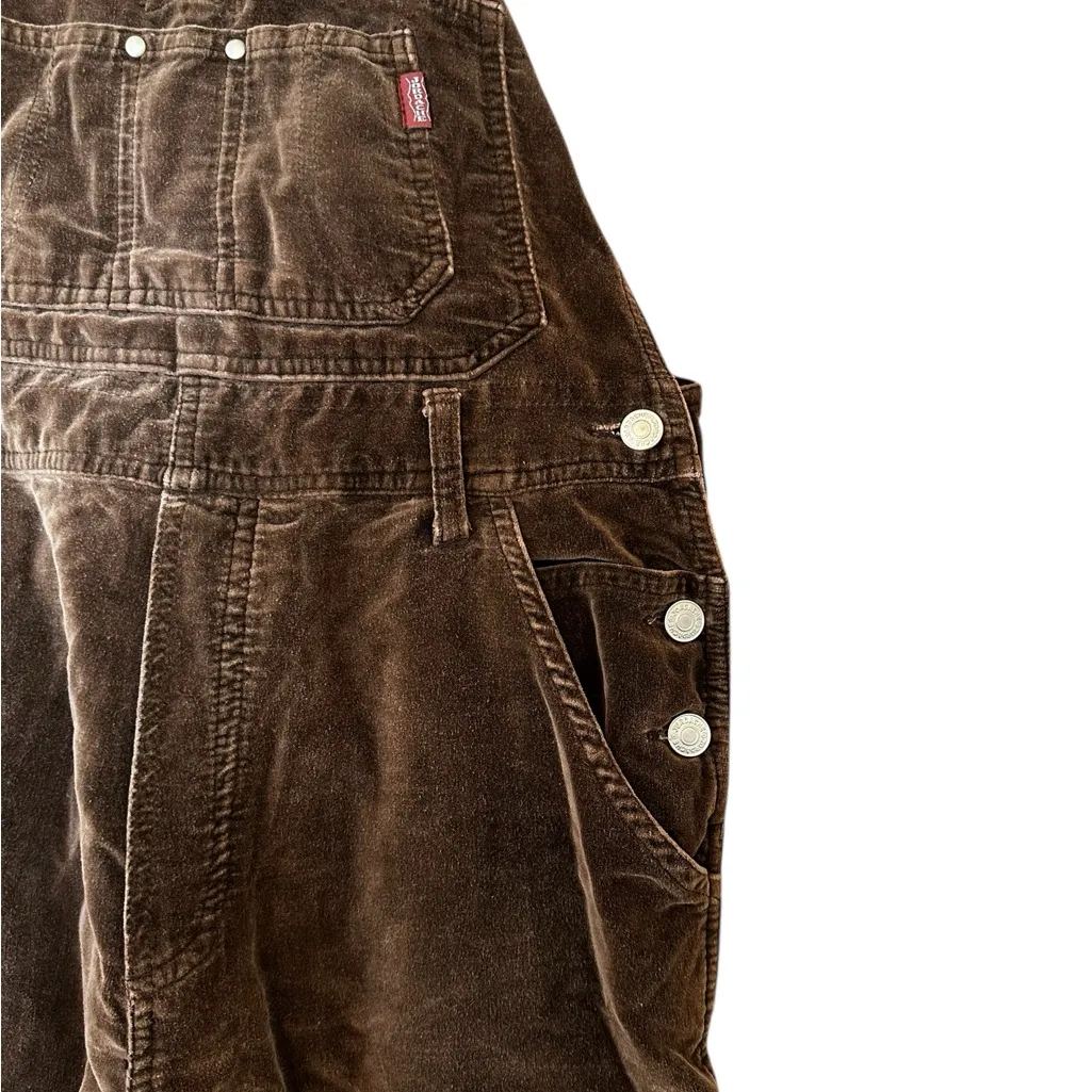 Jordache Vintage 90s Y2K Carpenter Overalls Chocolate Velvet Fall Size 7/9 M - Image 4