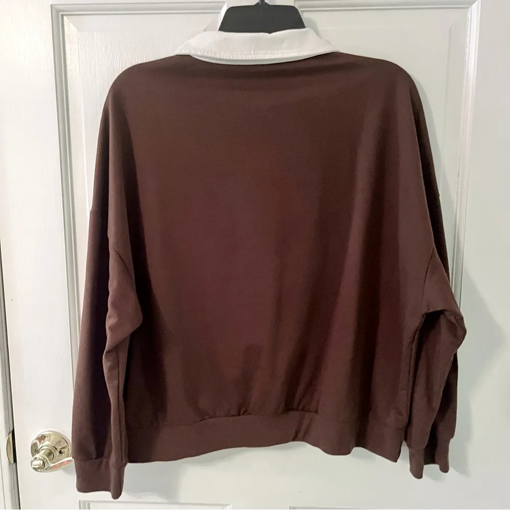 Brown Mushroom Collared Long Sleeve Sweatshirt - Image 2