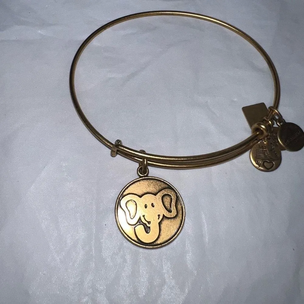 Alex and Ani Elephant Charm Bangle Bracelet Gold‎ Tone RARE RETIRED - Image 3