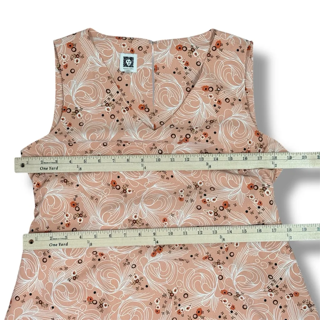 Anne Klein Floral Printed Sash Waist Sleeveless Midi Dress Peach Medium - Image 13