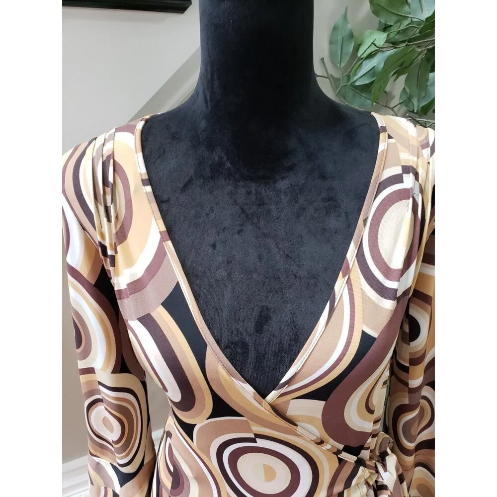 Bisou Bisou Women's Multicolor Polyester Wrap 3/4 Sleeve Knee Length Dress 8 - Image 5