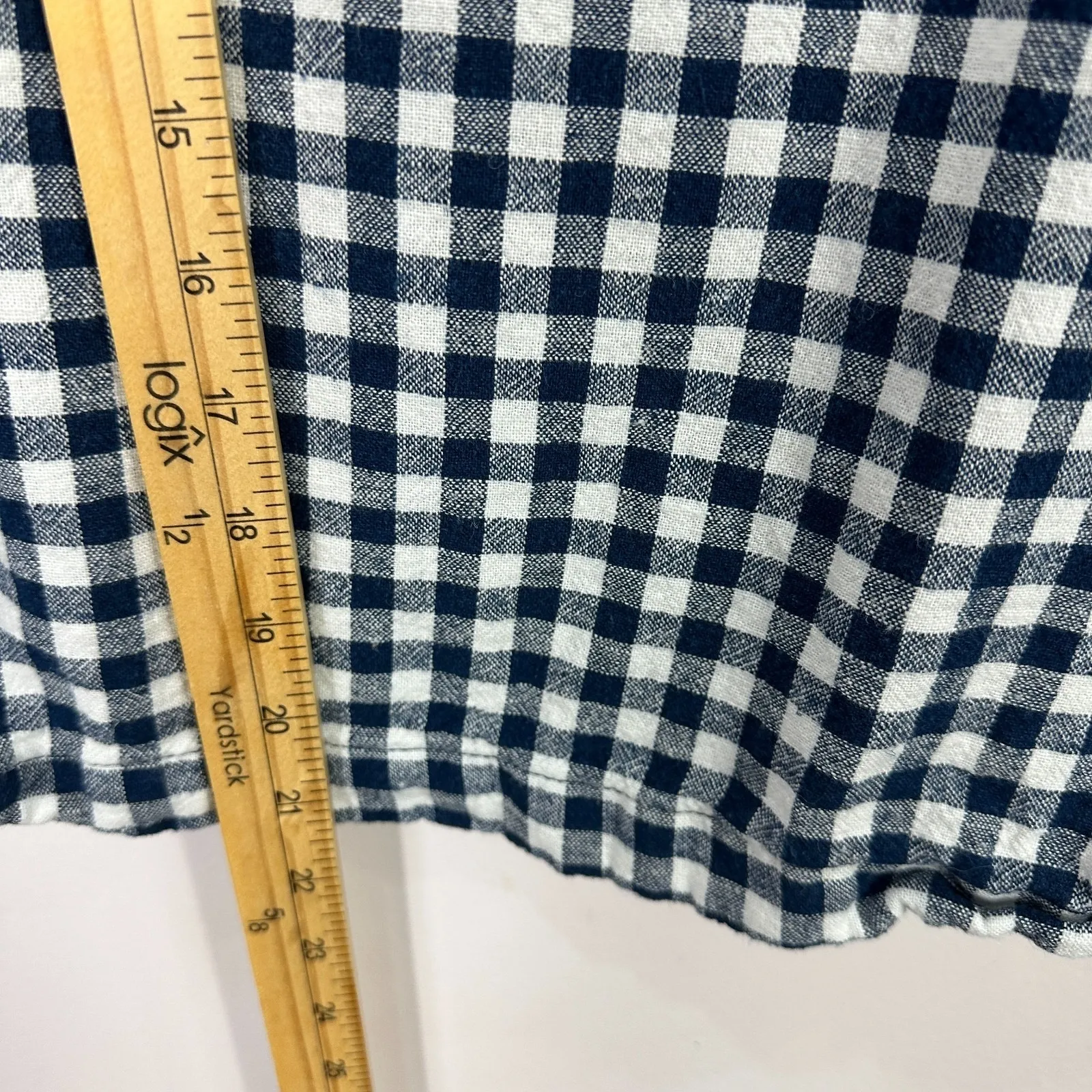 Old Navy Tank Top XL Tall Navy Gingham Linen Blend Preppy Cottagecore Minimalist - Image 5