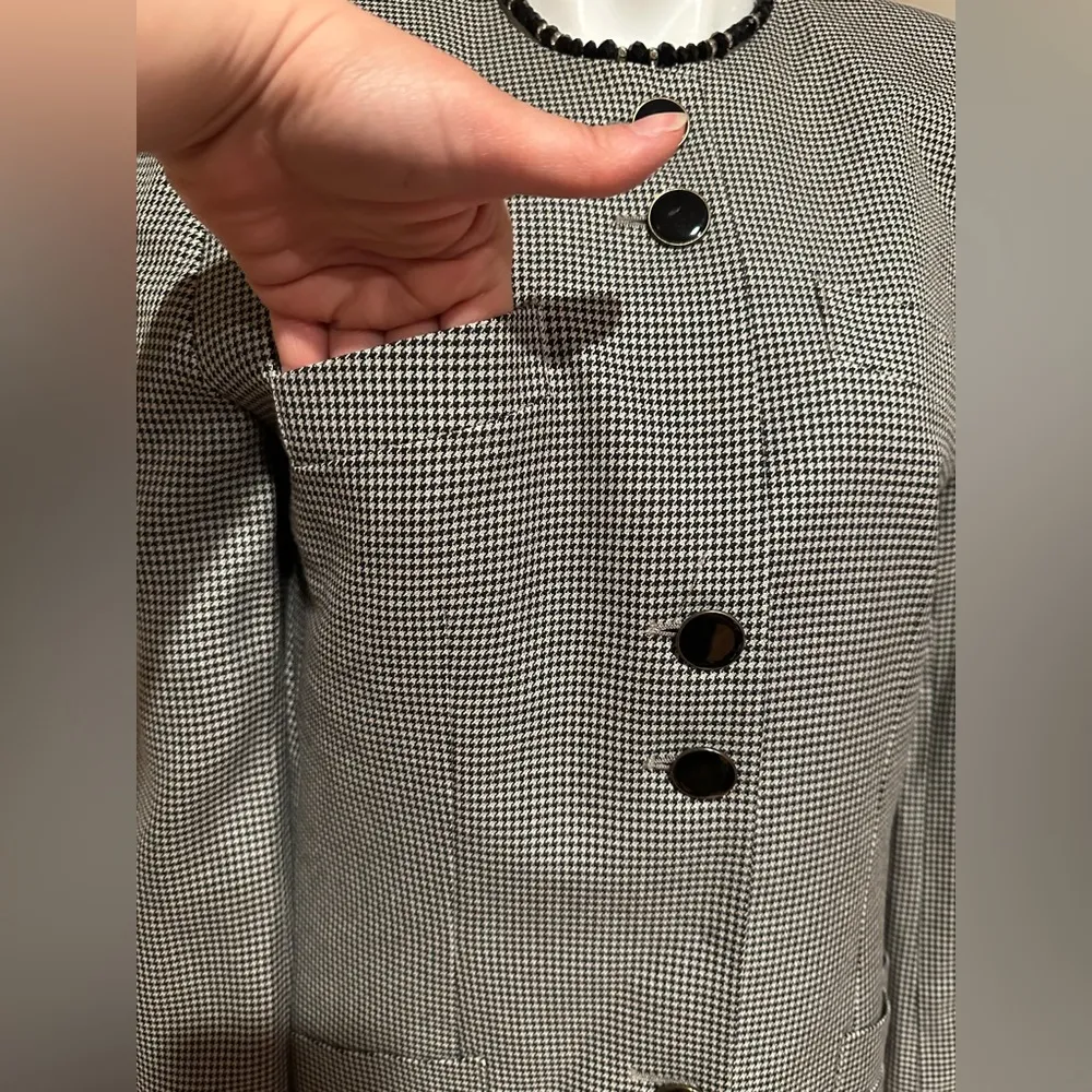 Atrium Collection Vintage White & Black Houndstooth Skirt Blazer Set Sz 11/12 - Image 10