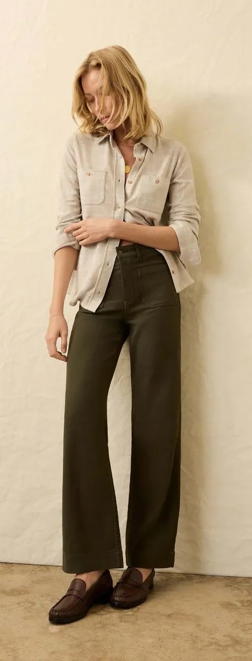 Faherty NWT Stretch Terry Patch Pocket Pant - Forest Olive Size 27 Trousers - Image 1