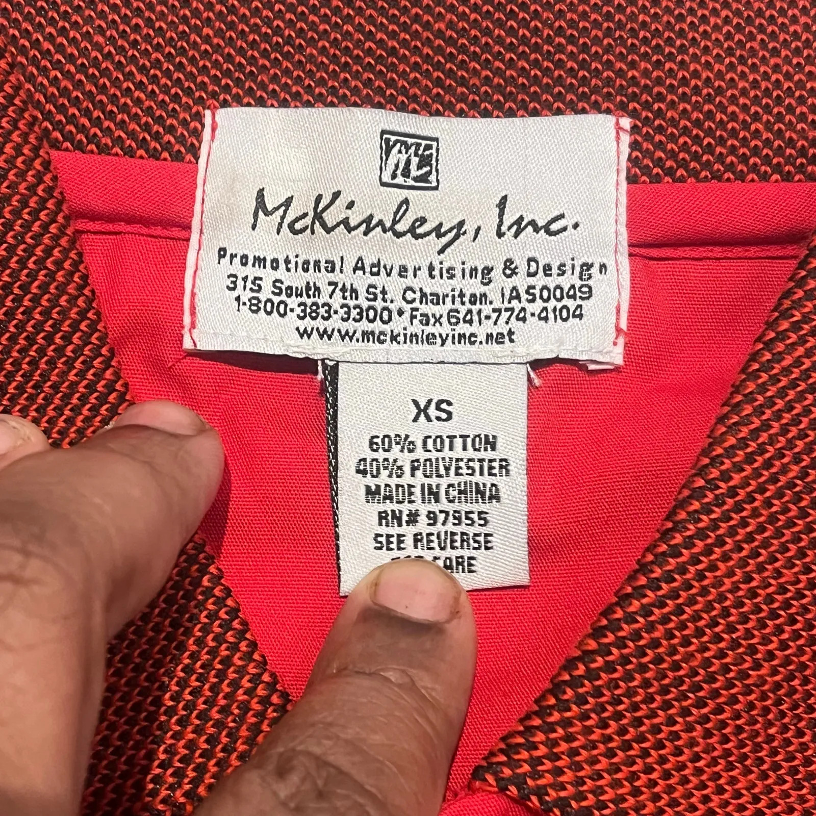 Casey's General Store‎ Gas Station XS Employee Uniform Polo Shirt Button Down Red - Image 3