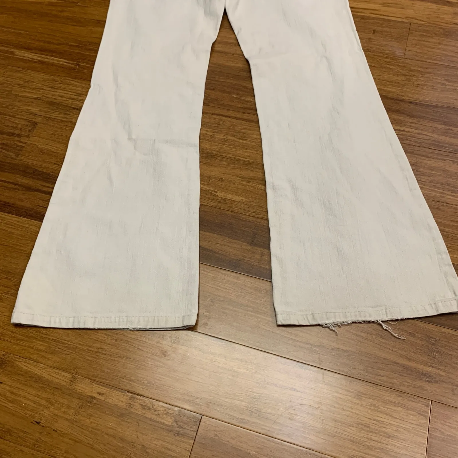 Y2K Bailey's Point Flare Leg Cargo Pants Womens Size 6 Button Fly Cream Utility White - Image 6