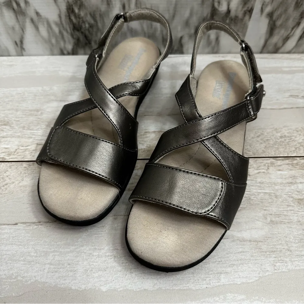 Grasshopper Ortholite Leah II Silver Gray Strap Sandal Women Sz 8.5 Orthopedic - Image 3