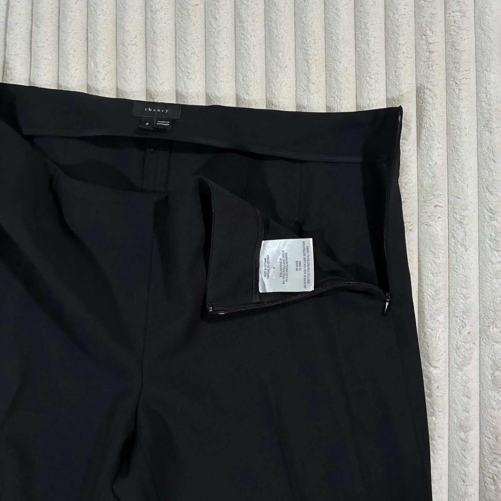 Theory Virgin Wool Blend Straight Leg Dress Pants Women's 2 - Image 3