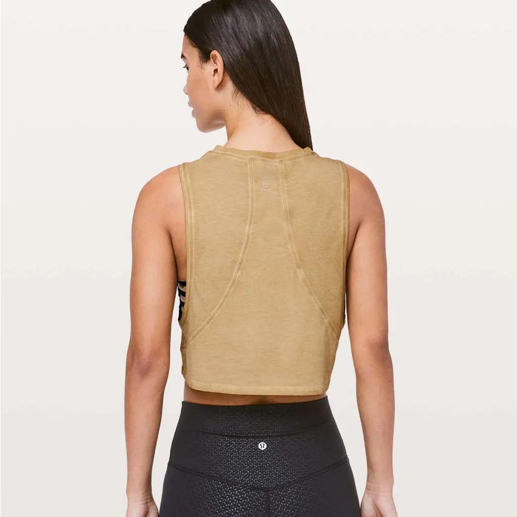 Lululemon Mustard Yellow Crop Top Tank - Image 3