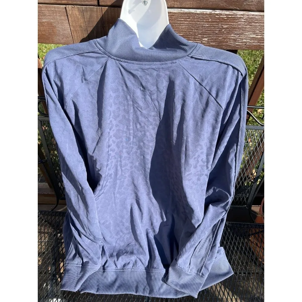 3X Brooklyn Bomber Jacket Leopard Blue Full Zip Pockets - Image 4