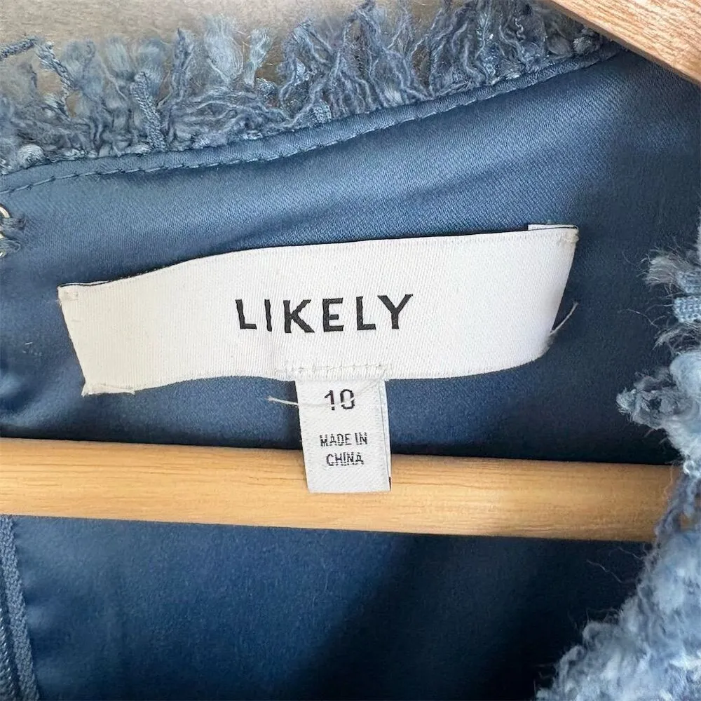 LIKELY Women's Size 10 Blue Puff Sleeve Sheath Dress Party Cocktail - Image 5