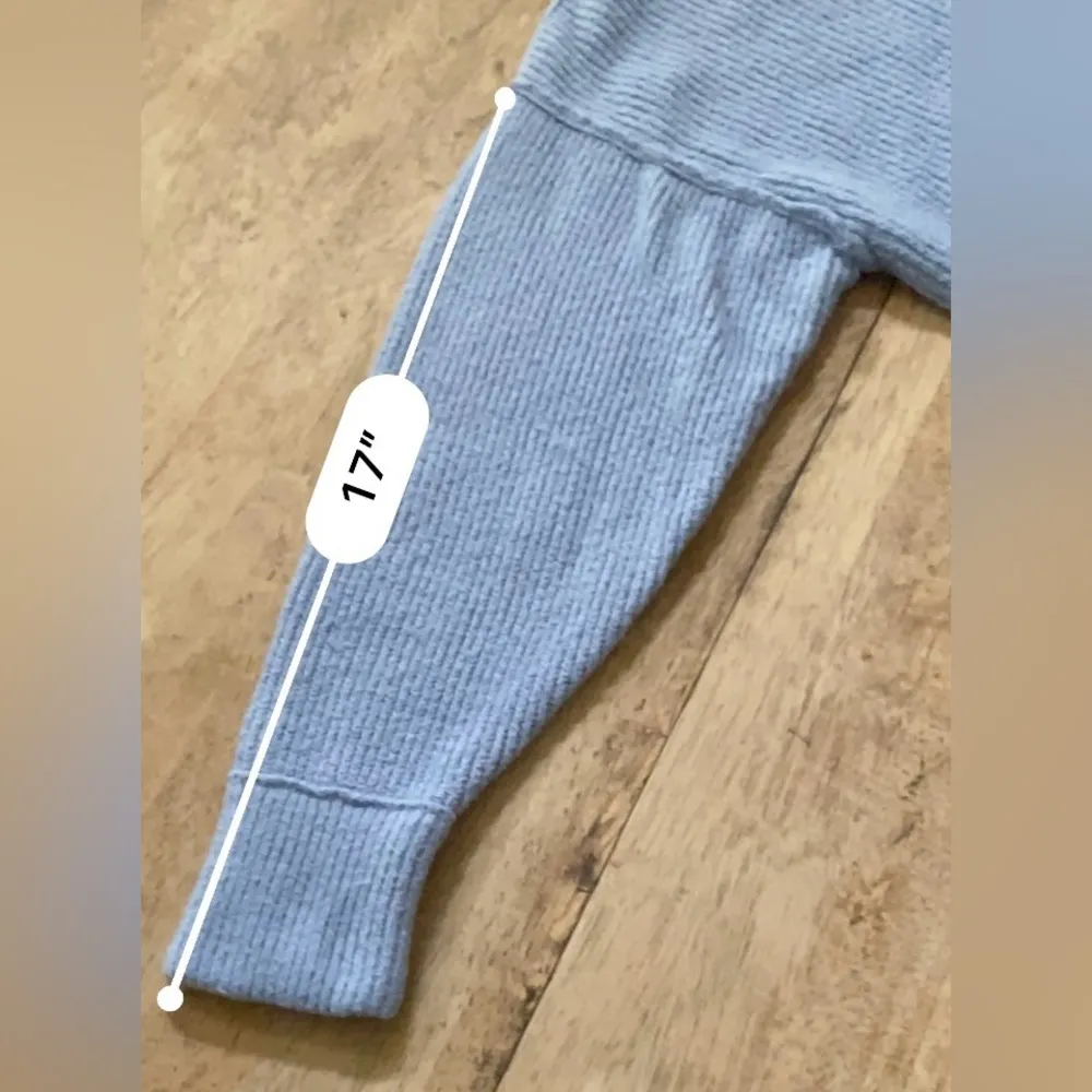 Aerie Cozy Up Women’s XS Powder Blue Ribbed Knit Reverse Seam Oversized Pullover - Image 11