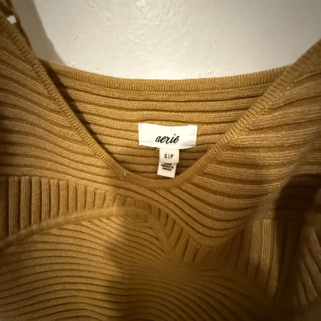 Aerie Mustard Ribbed Crop Top - Image 3