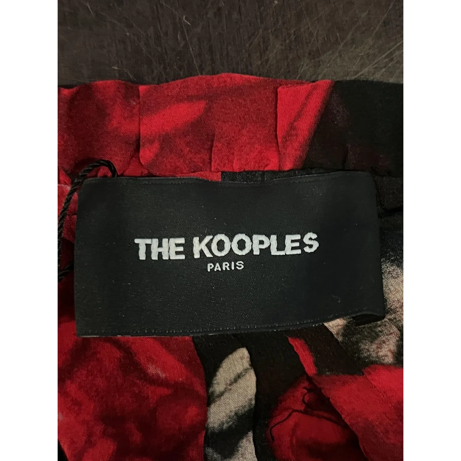 The Kooples Blouse Womens Medium Black Red Rose Floral Lace Sheer High Neck - Image 7