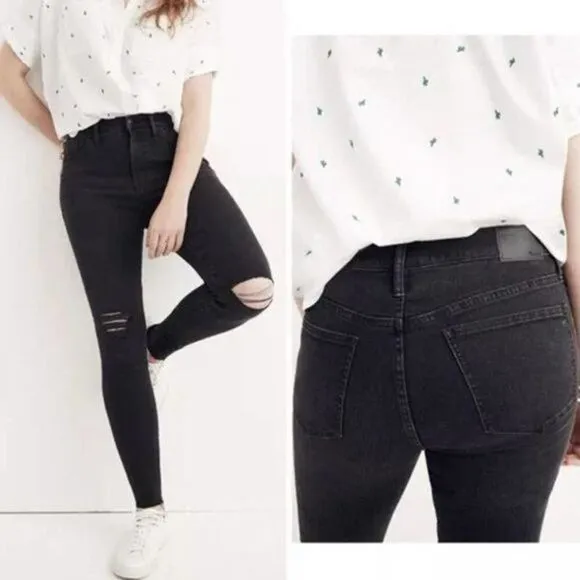 NEW‎ Madewell Petite 9" Mid-Rise Skinny Jeans in Black Sea, 25P - Image 2