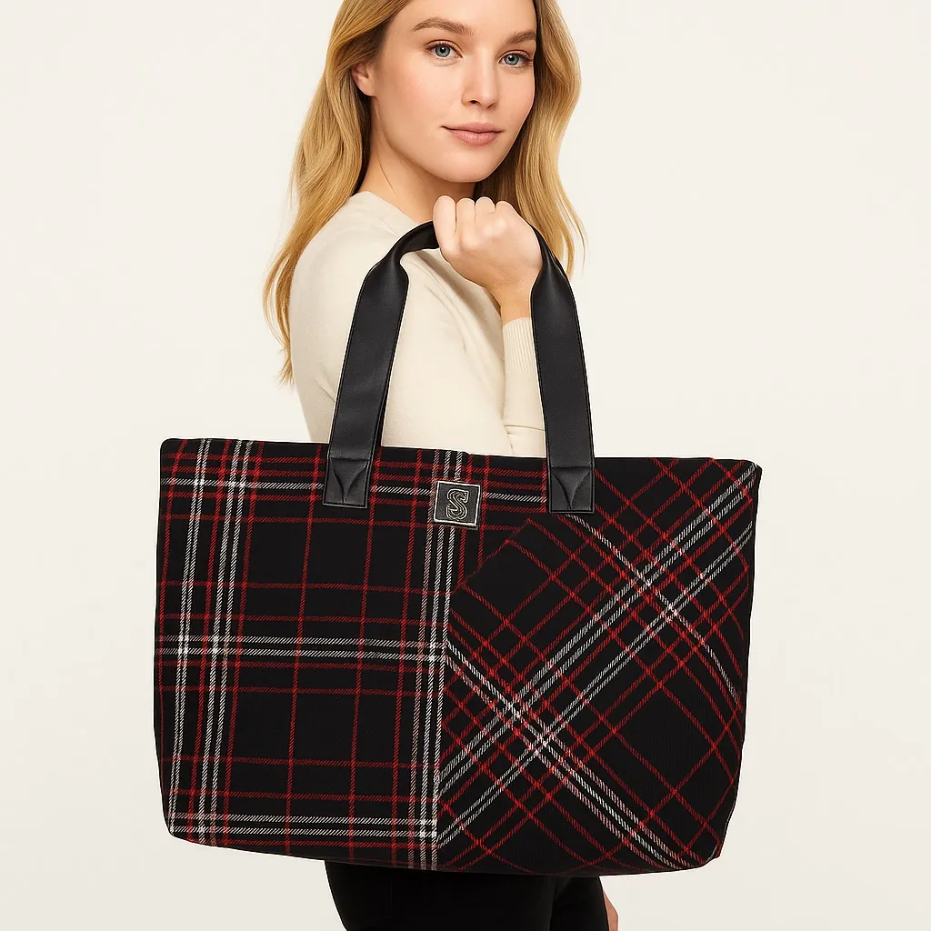 Victoria's Secret Plaid Tote Bag - Image 3