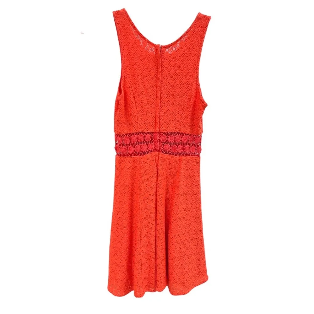 Free People Floral Laser Cut Tank Mini Dress Salmon Size 2 - Image 2